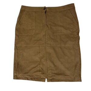 Liz Claiborne Womens Skirt Brown Faux Suede‎ Pockets Career Office sz 16
